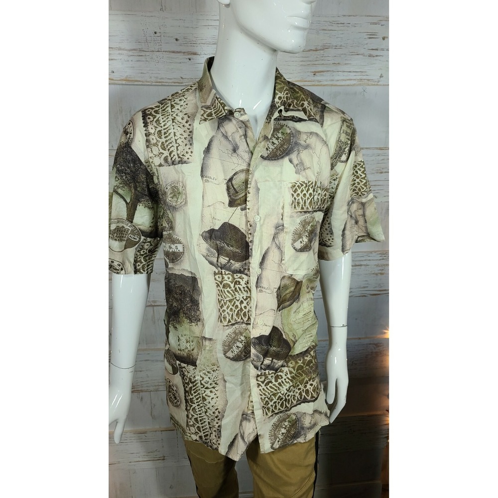 Barry Bricken Shirt Men Large L Button Up Explorer designed short sleeve @ 4